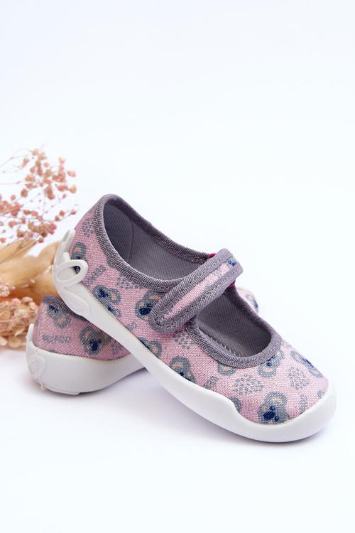 Дитячі балетки Ведмедики Befado 114X513 Рожево-Сірі