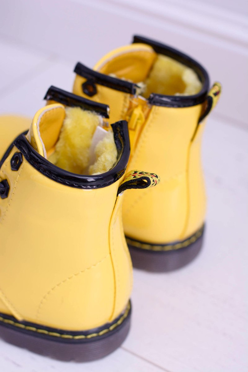 Чоботи дитячі флісові утеплені Trappers Trappers Lacquered Yellow Debi