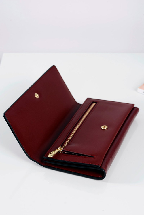 Великий жіночий бордовий модний гаманець