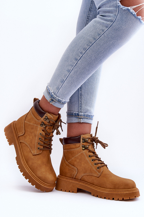 Жіночі коричневі черевики зі шкіряною підкладкою з хутряною підкладкою