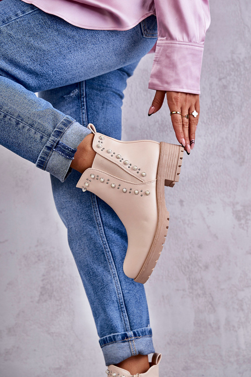 Шкіряні чоботи бежеві Ferra