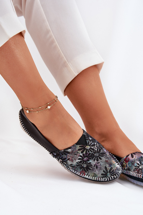 Шкіряні Балетки З Візерунком Maciejka T1930-39 Чорні