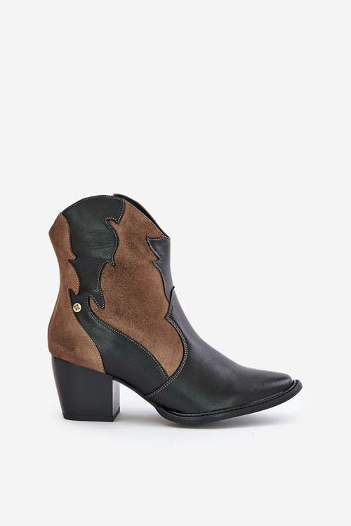 Шкіряні ковбойські черевики на підборах Maciejka 06694-02 Коричневі