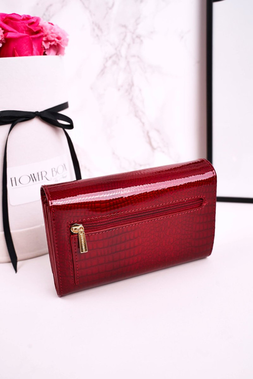 Великий шкіряний жіночий гаманець GREGORIO Shiny Red