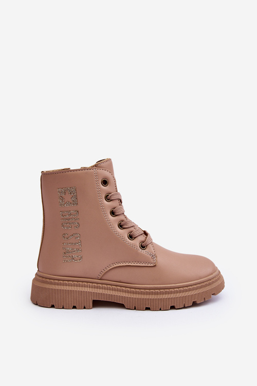 Дитячі шкіряні черевики з хутряною підкладкою Big Star MM374154 Бежеві