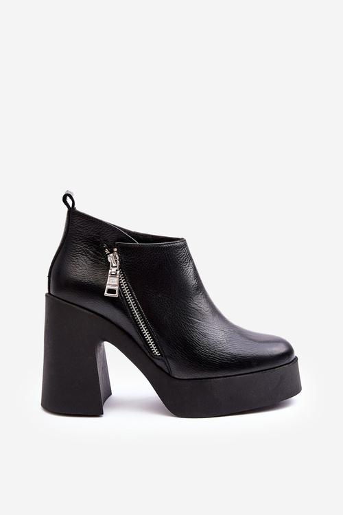 Чоботи жіночі на масивному каблуці з блискавкою 1755 Zazoo Чорні