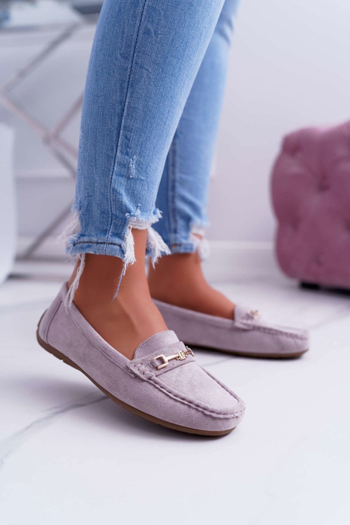 Жіночі легкі мокасини з еко-замші бузково-рожеві Think