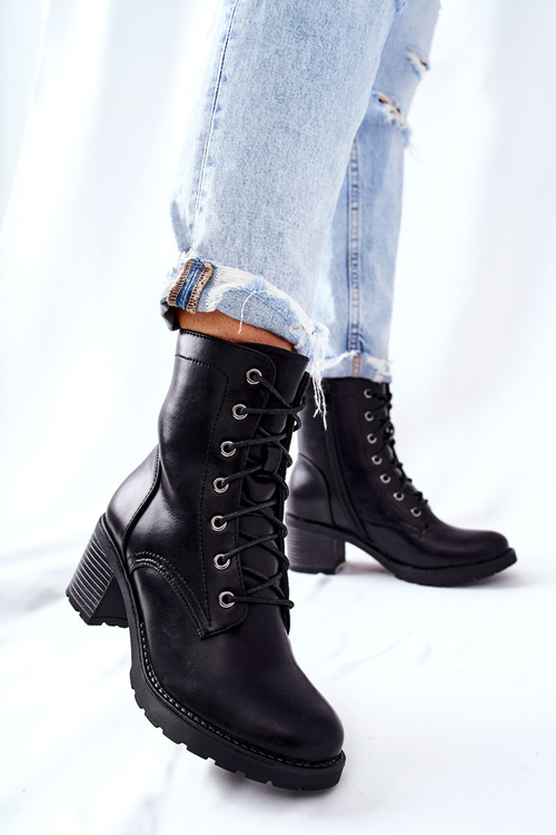 Чоботи на шпильці з підігрівом, чорні неріні