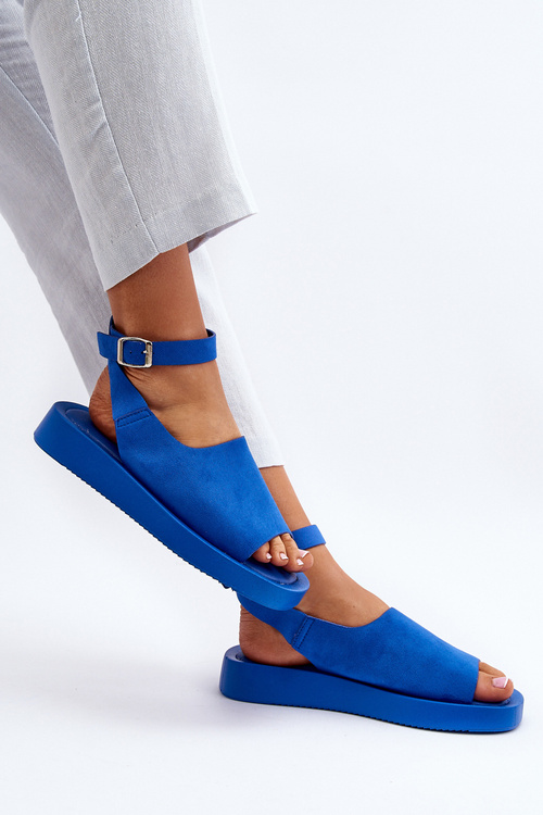 Зручні жіночі босоніжки на платформі кольору Blue Rubie