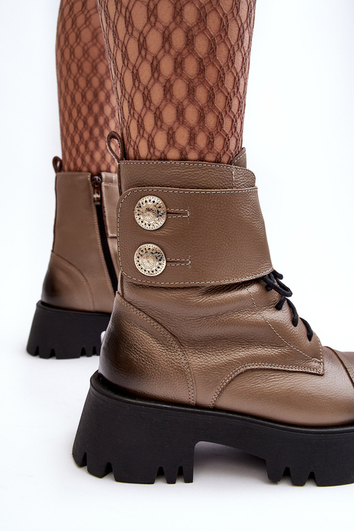 Шкіряні ботильйони жіночі бежеві Lemar Anceria