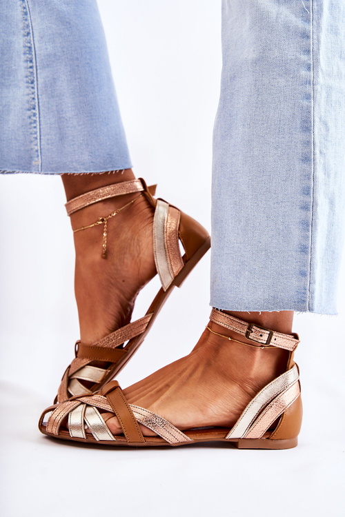 Шкіряні жіночі босоніжки Maciejka 01924-32 золотисто-коричневі