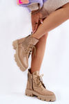 Ажурні шкіряні чоботи бежеві Abilene