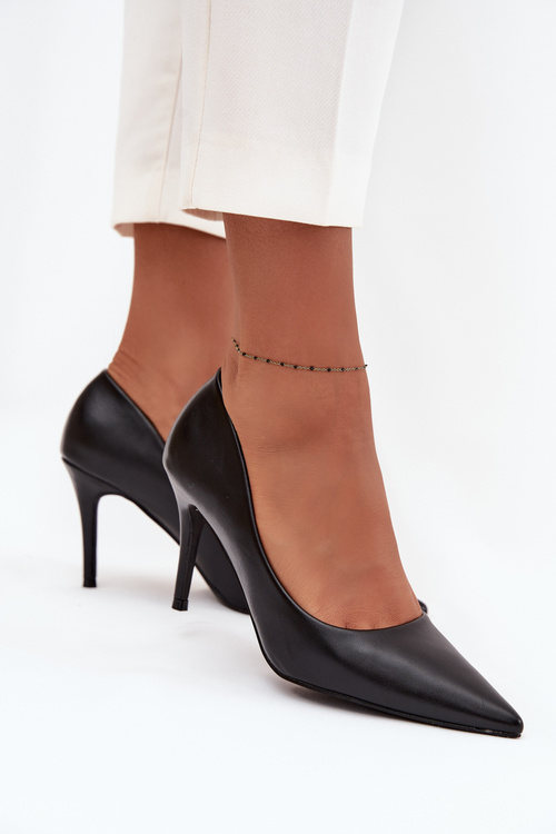 Жіночі туфлі на підборах з еко-шкіри Чорні Sivana