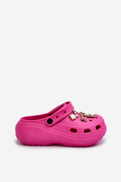 Жіночі легкі поролонові шльопанці на товстій підошві з рожевими вставками кольору фуксії Effiora