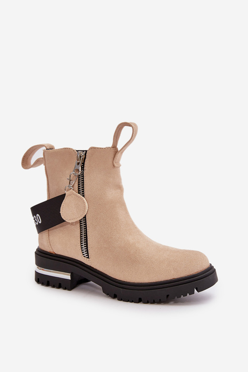 Жіночі теплі черевики на блискавці Бежеві Calvaro