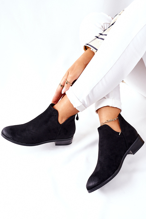 Чоботи жіночі замшеві утеплені чорні Joaliene