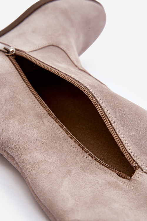 Zazoo 3407 Замшеві чоботи на плоскій каблуці капучино