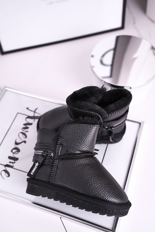 Дитячі снігові черевики з хутром чорні Let It Snow