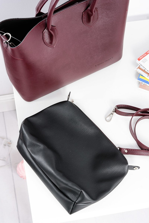 Жіноча бордова сумочка + косметичка