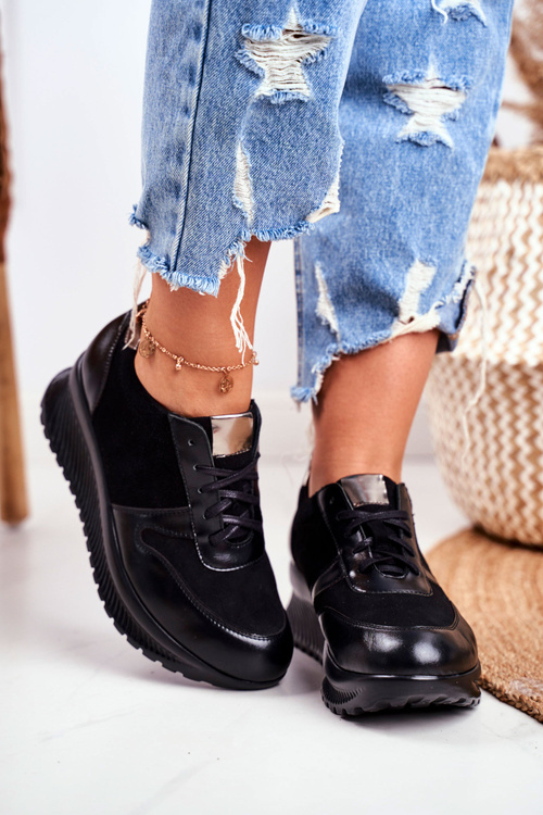 Жіноче спортивне взуття шкіряне чорне Gianna