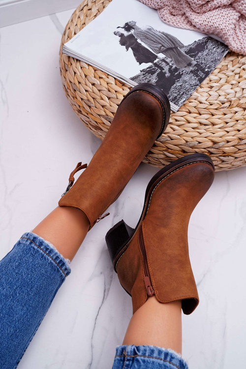 Жіночі чоботи на шпильці повстяні утеплені Camel Delia