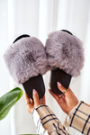 Гумові тапочки з хутром сірі м'які