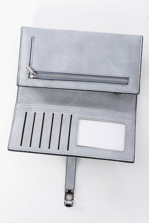 Елегантний жіночий гаманець сірого кольору з поясом і магнітом