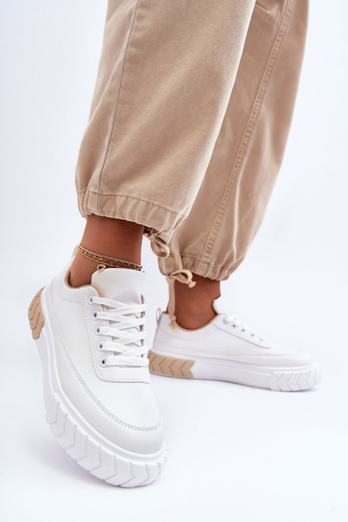 Класичне спортивне взуття на платформі біло-бежевий Nannzie