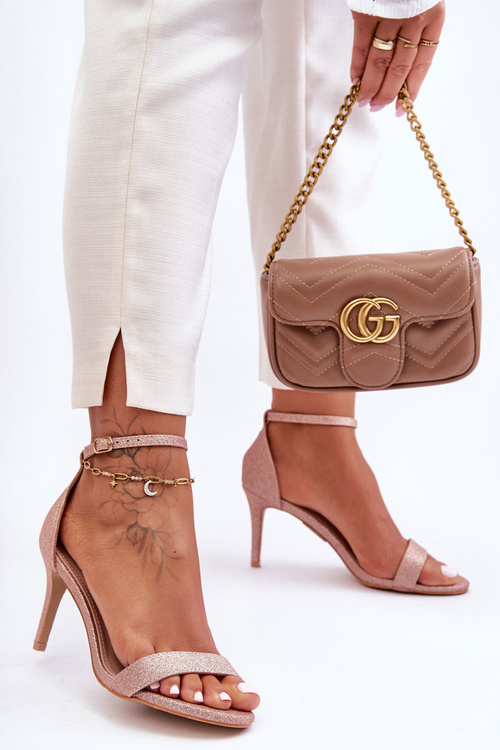 Блискучі каблуки на шпильці Pink Gold Gedna