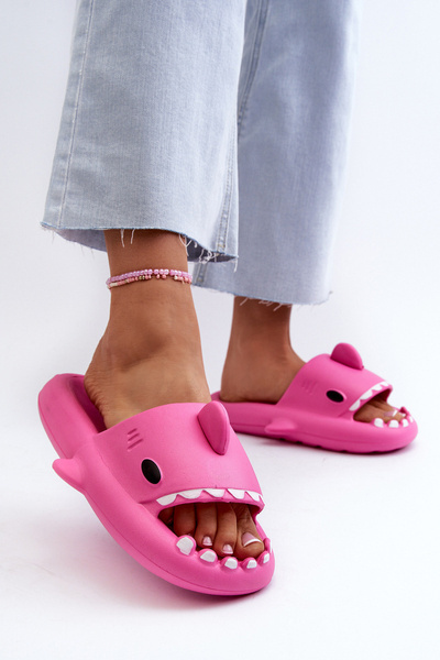 Жіночі легкі поролонові шльопанці з мотивом акули кольору фуксії Kasila