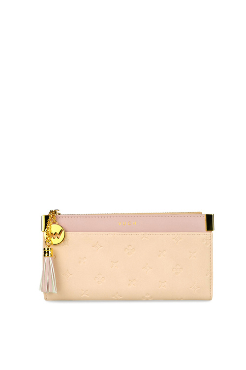 Шкіряний гаманець з китицею Beige and pink Madis