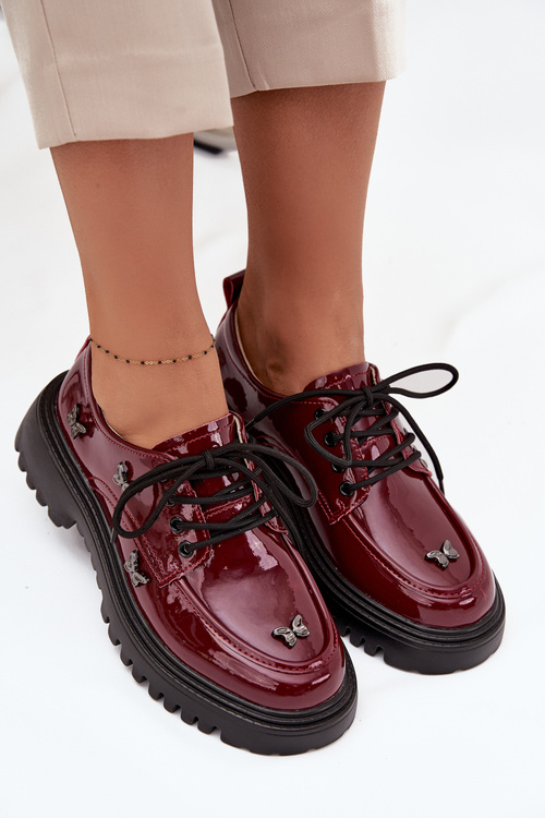 Лаковані шкіряні жіночі туфлі з пряжками Artiker 57C0336 бордові