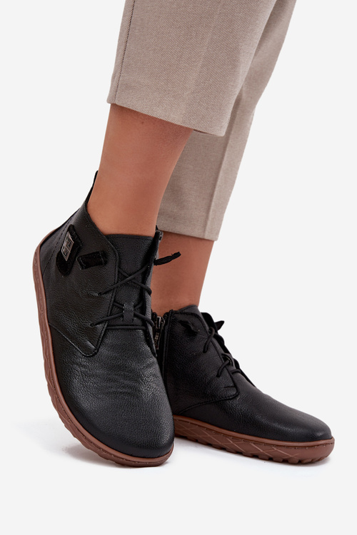 Шкіряні жіночі босоніжки Barefoot з декоративним елементом Zazoo 30072 Чорні