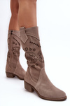 Жіночі замшеві чоботи з мереживним малюнком Cappuccino Sierra