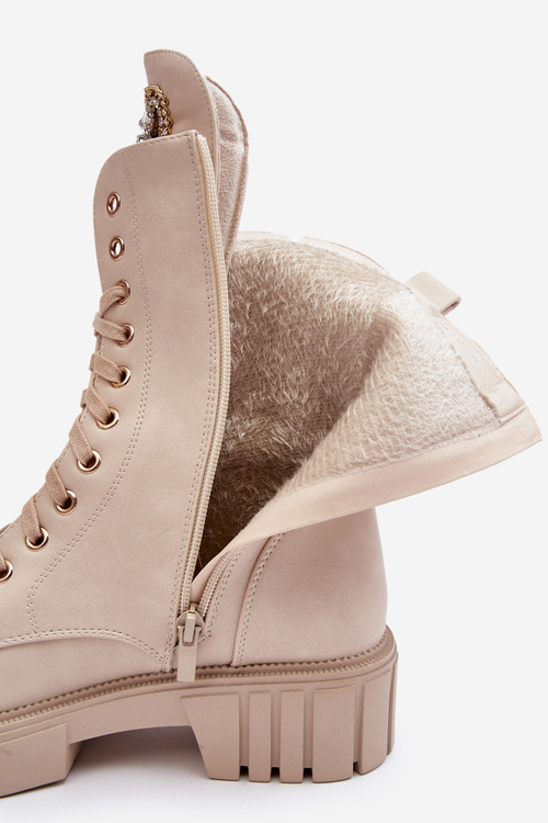 Шкіряні ботильйони з ювелірним декором бежеві Marx