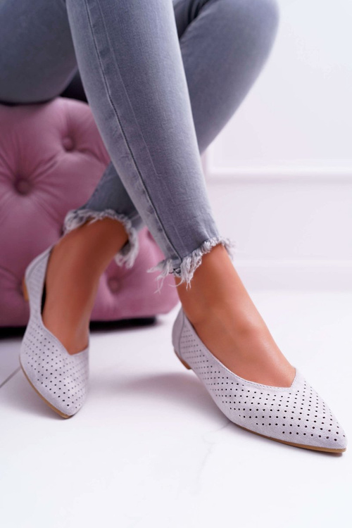 Жіночі балетки Lu Boo ажурні сірі десертні