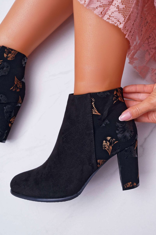 Жіночі чоботи на шпильці Sergio Leone у золоті квіти Folk Black Eros2