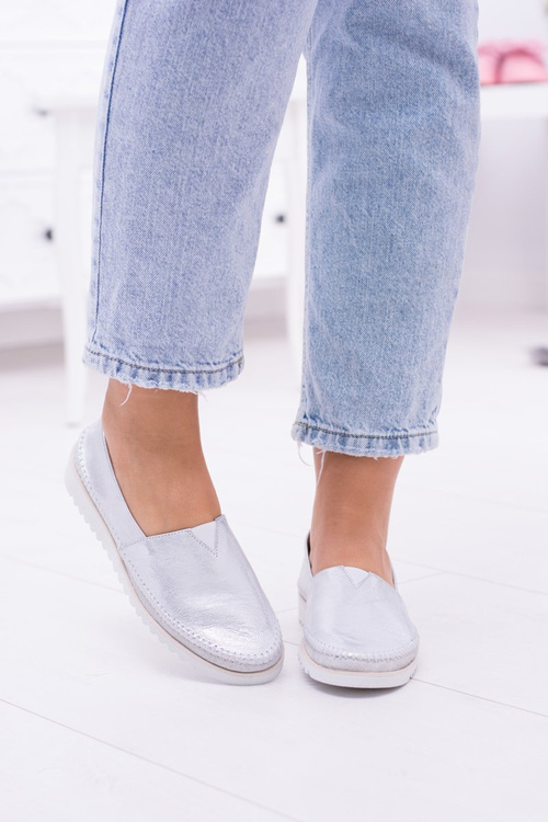 Жіночі срібні шкіряні сліпони Frela