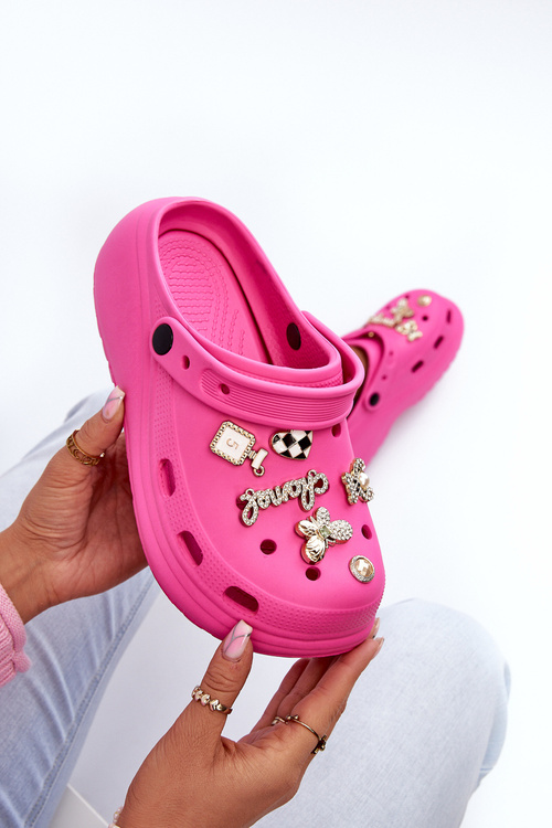 Жіночі легкі поролонові шльопанці на товстій підошві з рожевими вставками кольору фуксії Effiora