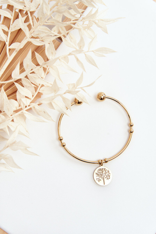 Жіночий сталевий браслет без шнурівки Tree Gold