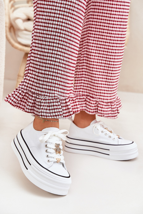 Жіночі Кросівки На Платформі З Золотими Акцентами Білі Fiorina