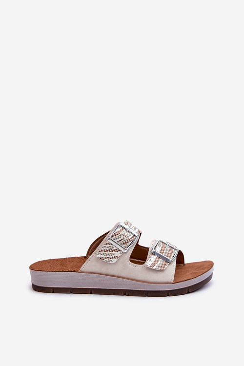 Зручні жіночі шльопанці з пряжками Inblu CP000045 Бежеві