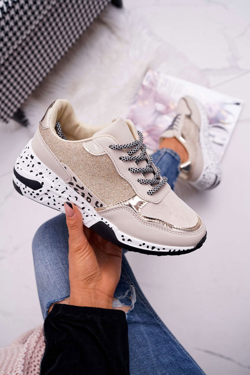 Спортивне жіноче взуття на товстій підошві бежеві Nokien