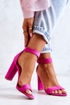 Замшеві босоніжки на високих підборах кольору Фуксія Жаклін