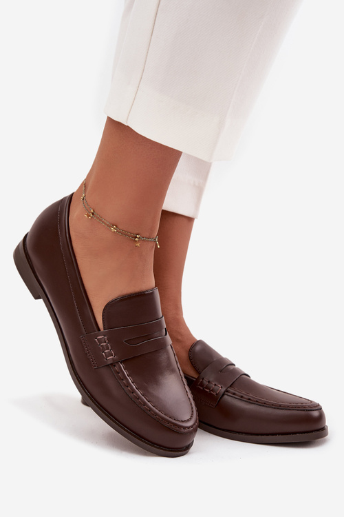 Мокасини Лофери Жіночі З Екологічної Шкіри Коричневі Бессіна