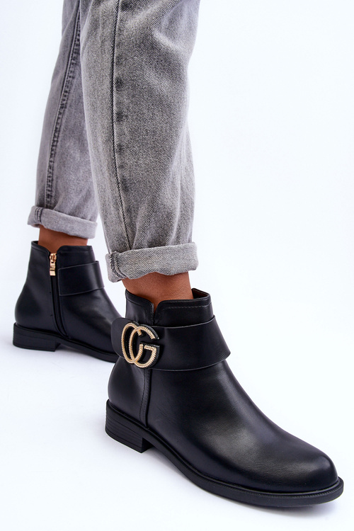 Шкіряні ботильйони з декором Чорні гало