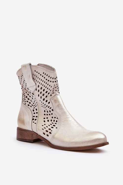 Жіночі шкіряні ковбойські чоботи Zazoo 3305/2 золоті
