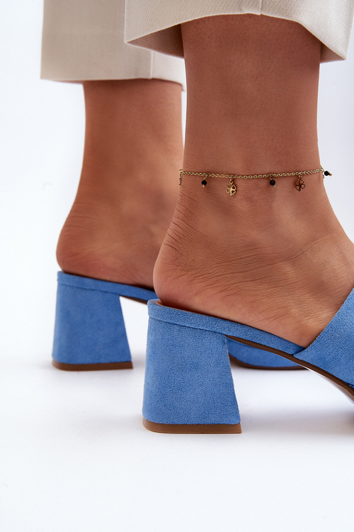 Жіночі сині босоніжки на підборах Bralya