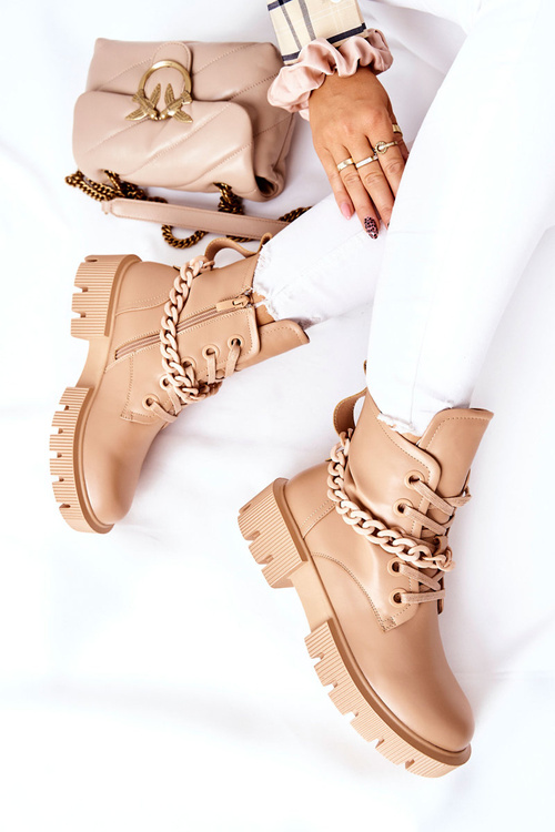 Чоботи високі шкіряні бежеві Izzy