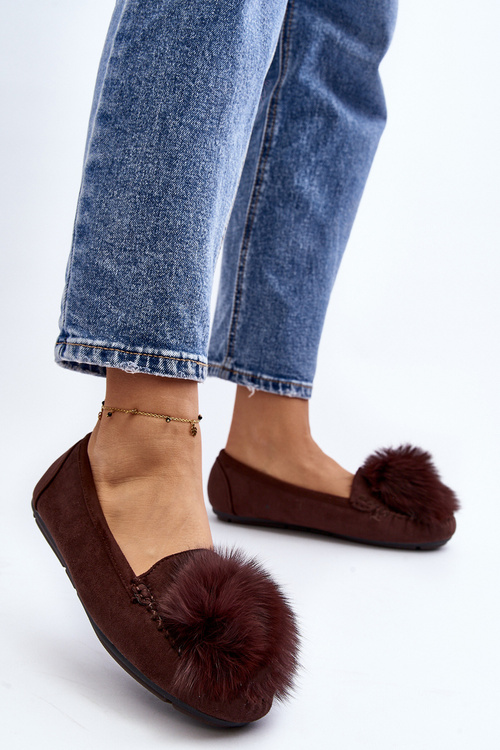 Жіночі мокасини з хутром коричневого кольору Novas